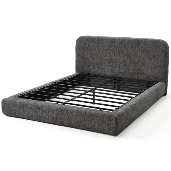 JFHID Upholstered Cloud Bed Frame with Headboard, No Squeak, Odor-Free, Heavy Duty 1000 LBS, Queen Size
