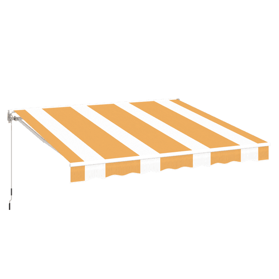 YODOLLA 10'×8' Manual Retractable Awning Sun Shade Patio Awning Cover Outdoor Patio Canopy Sunsetter Deck Awnings with Manual Crank Handle, Yellow Stripes
