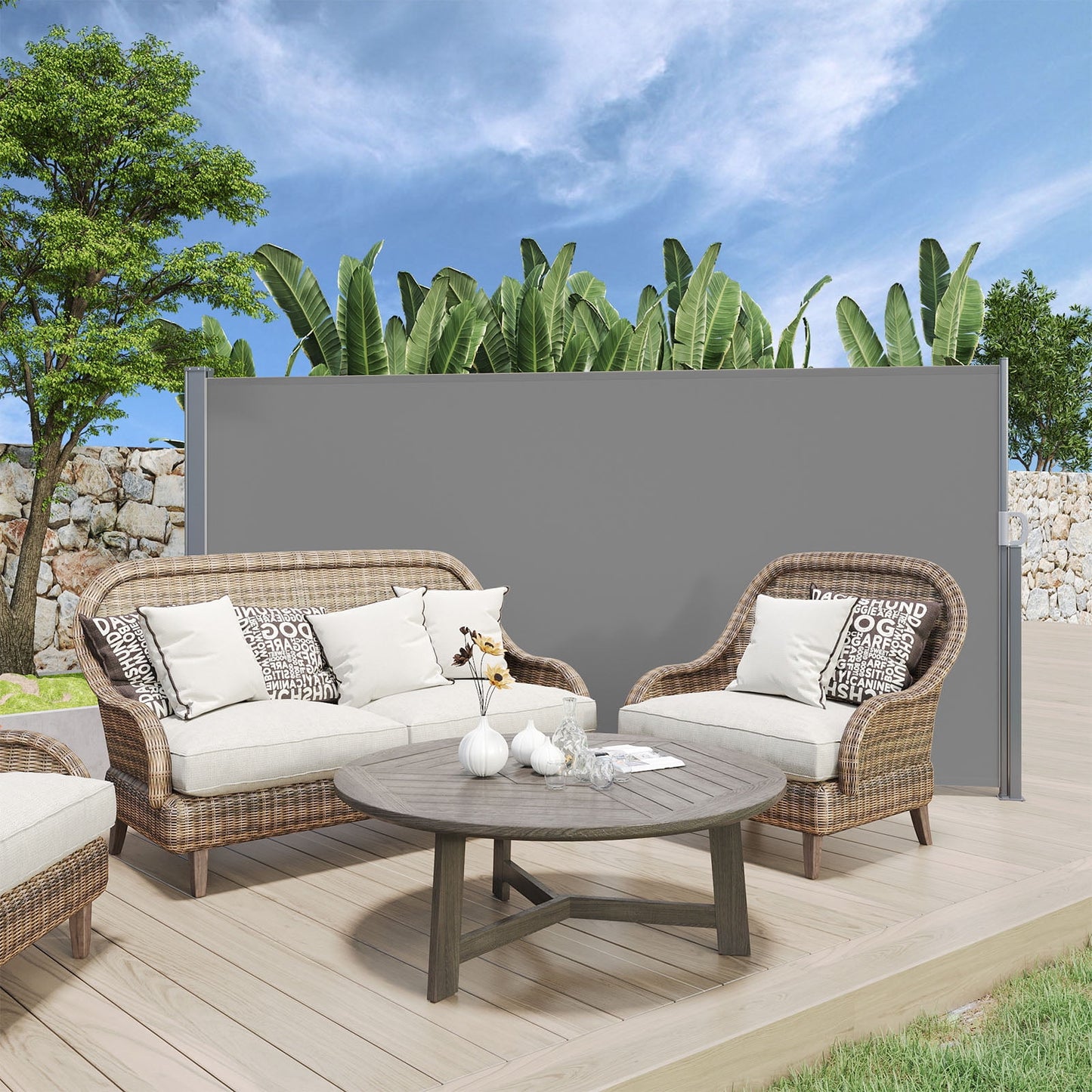 YODOLLA 118"x 63" Dark Gray Polyester Outdoor Panel Privacy Screen