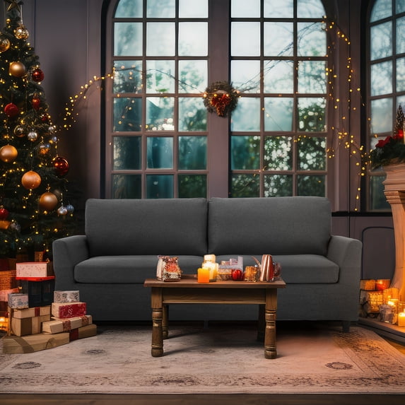 YODOLLA 75.6" Loveseat Sofa Couch for Living Room, Upholstered 3-Seat Couch in Gray