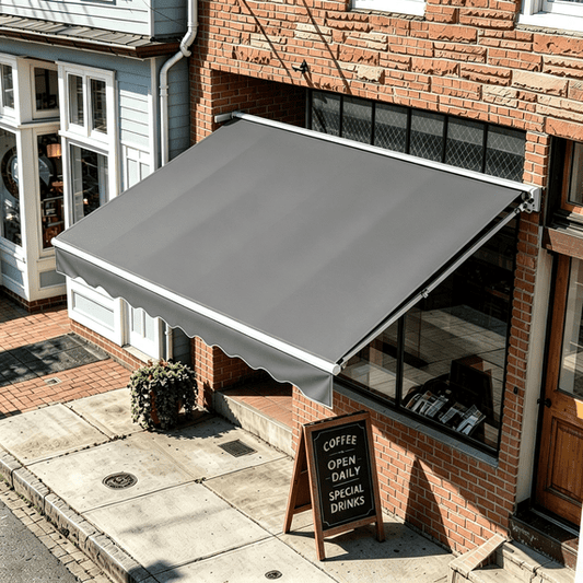 YODOLLA 8.2'×6.5' Manual Retractable Awning, Patio Sun Shade with Crank Handle, Waterproof & Windproof for Deck/Window, Gray