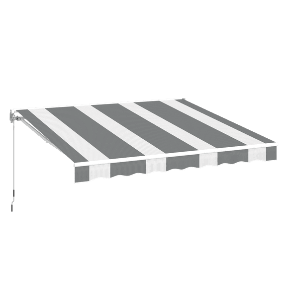 YODOLLA 8.2'×6.5' Manual Retractable Awning Sun Shade Patio Awning Cover Outdoor Patio Canopy Sunsetter Deck Awnings with Manual Crank Handle, Grey Stripes