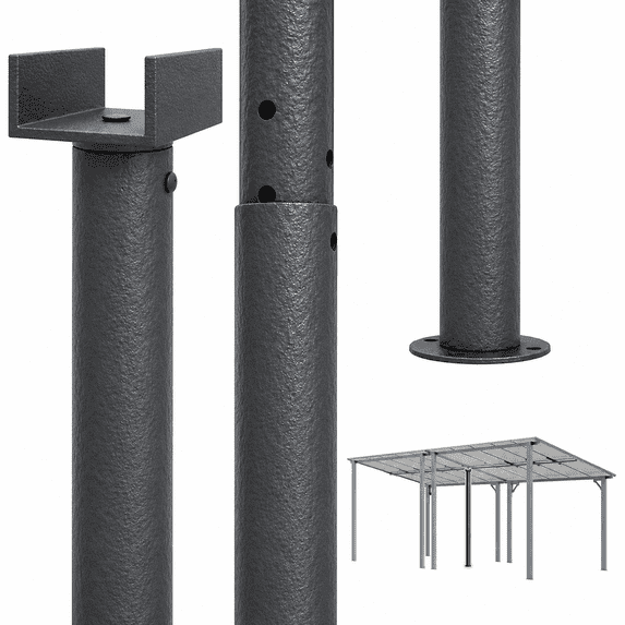 YODOLLA Adjustable Gazebo Support Post, 6-9.6ft Steel Tube for Lean-to Gazebo and Outdoor Shelters