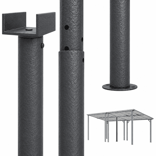 YODOLLA Adjustable Gazebo Support Post, 6-9.6ft Steel Tube for Lean-to Gazebo and Outdoor Shelters