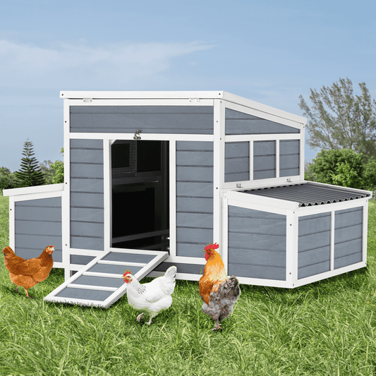 YODOLLA Chicken Coop 56" Large Wooden Chicken Hutch with 6 Nesting Boxes Outdoor Hen House Chicken Cage w/Ramps, Removable Tray for Easy Cleaning