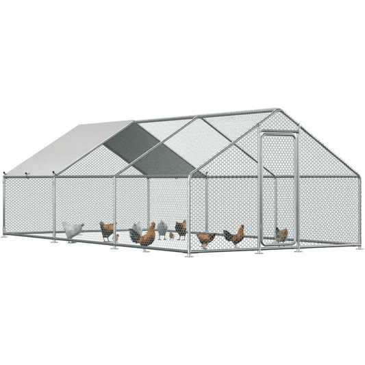 YODOLLA Chicken Coop Run Chicken Playpen 200 Sq.Ft Large Walk-in Metal Chicken Cage with Chain Link Fence