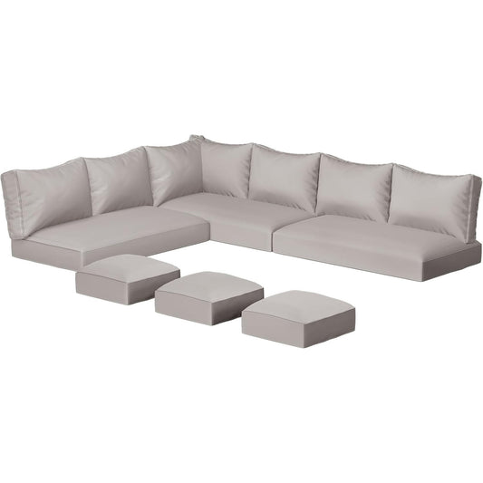 YODOLLA Outdoor Cushions, 4 inch Patio Cushions for Outdoor Furniture, Replacement Cushions Fits 7-Seats Sectional Rattan Conversation Set, Splashproof, Memory Foam Cushions and Covers (Light Grey)