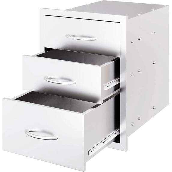 YODOLLA Outdoor Kitchen Drawers Stainless Steel 18.1"Wx23.2"Hx23.2"D, 3-Layers Drawers with Stainless Steel Handles for Outdoor Kitchen or BBQ Island