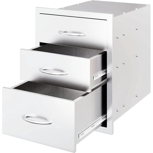 YODOLLA Outdoor Kitchen Drawers Stainless Steel 18.1"Wx23.2"Hx23.2"D, 3-Layers Drawers with Stainless Steel Handles for Outdoor Kitchen or BBQ Island