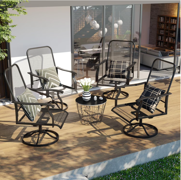 AECOJOY Swivel Chairs Set of 4 Patio Dining Rocker Chair Rocking Patio Furniture for Garden Backyard Bistro