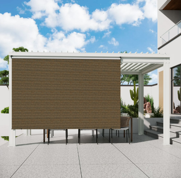 YODOLLA Outdoor Roller Shade, 8"(W) x10(H) Sun Shade Cover Canopy with 99% UV Protection, 220GSM HDPE Exterior Cordless Roll Up Shade Blinds Privacy Screen for Patio, Pergola, Gazebo, Mocha