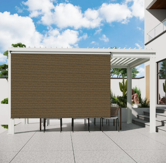 YODOLLA Outdoor Roller Shade, 8"(W) x10(H) Sun Shade Cover Canopy with 99% UV Protection, 220GSM HDPE Exterior Cordless Roll Up Shade Blinds Privacy Screen for Patio, Pergola, Gazebo, Mocha