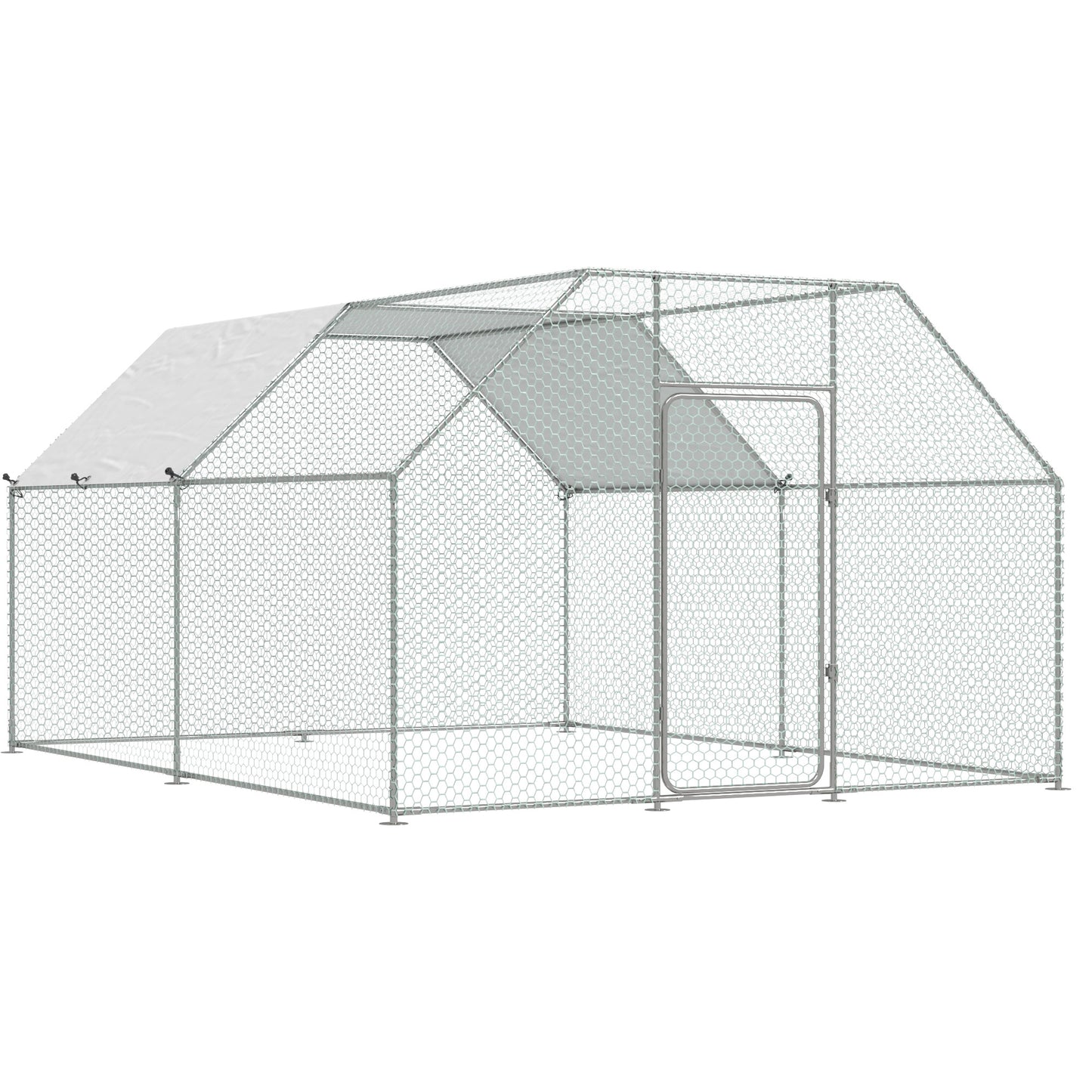 AECOJOY Large Metal Chicken Coop, Chicken Pen for 15-20 Chickens(112.5 Sq.Ft Shaded), Poultry Fence Outdoor Walk in Chicken Run for Duck or Rabitt, 1.26 Diameter