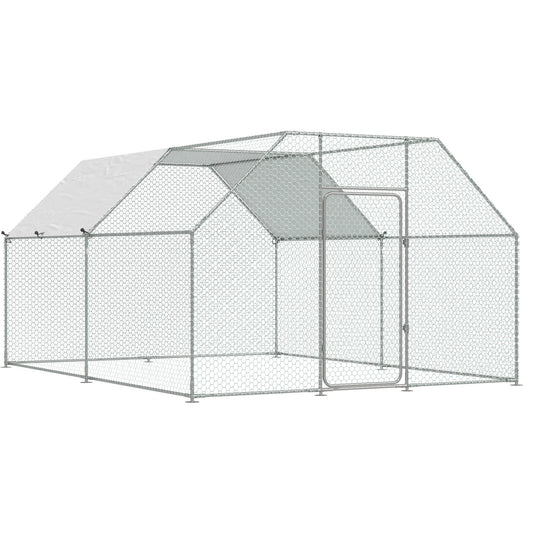 AECOJOY Large Metal Chicken Coop, Chicken Pen for 15-20 Chickens(112.5 Sq.Ft Shaded), Poultry Fence Outdoor Walk in Chicken Run for Duck or Rabitt, 1.26 Diameter