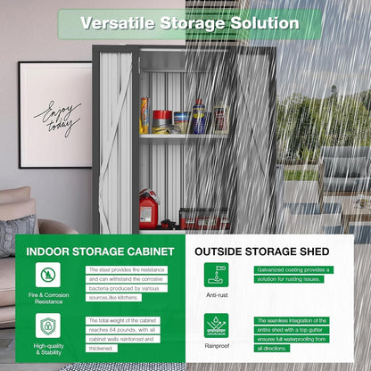YODOLLA Outdoor Metal Storage Cabinet with Locking Doors and Adjustable Shelves for Home, Office,Garden(Brown)