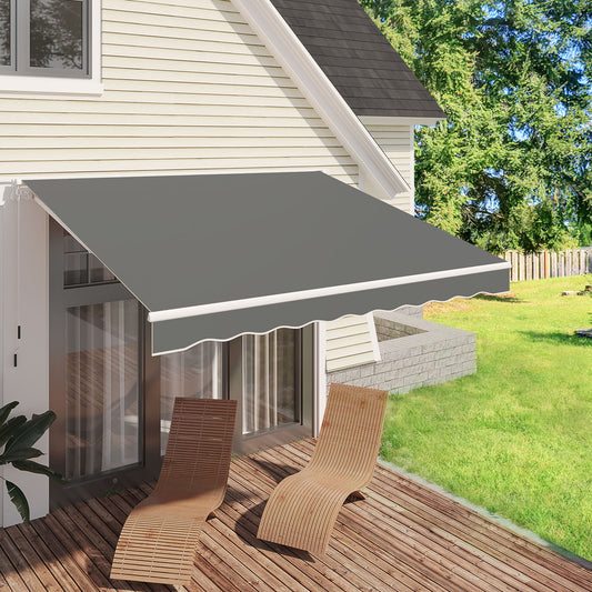 U-MAX Retractable Patio Awning with Manual Crank 10'×8', UV Protection & Waterproof Outdoor Sun Shade for Deck/Patio, Aluminum Frame, Gray