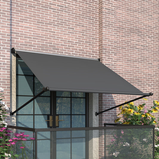 U-MAX 65"x80" Manual Retractable Awning, Angle Adjustable Sun Shade Canopy for Backyard, Porch, Patio, Window, Deck, Quick Solo Install, UV-Resistant & Splash-Proof , Dark Grey