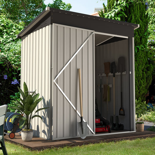 YODOLLA 5 x 3 ft. Outdoor Metal Steel Storage Shed with Sliding Roof & Lockable Door for Backyard, Garden,White