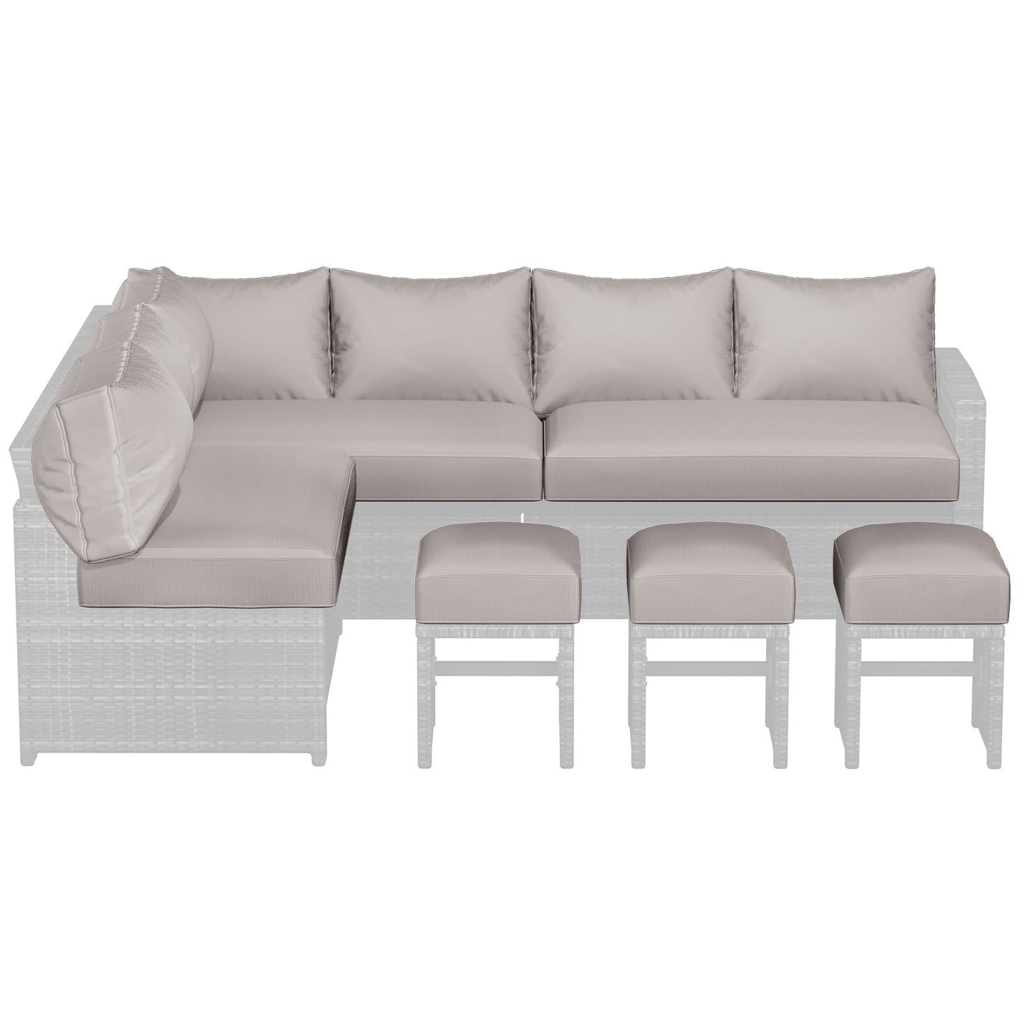 AECOJOY Outdoor Cushions, 4 inch Patio Cushions for Outdoor Furniture, Replacement Cushions Fits 7-Seats Sectional Rattan Conversation Set, Splashproof, Memory Foam Cushions and Covers in Light Grey