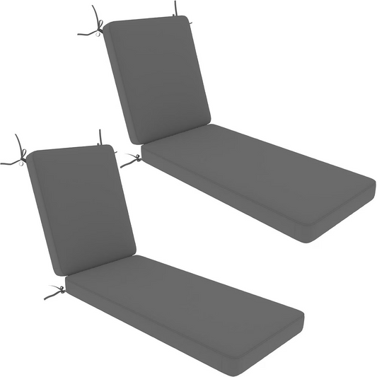 AECOJOY 72" x 21" x 4" Patio Lounge Chair Cushions Set of 2, Outdoor Chaise Lounge Replacement with Removable Cover in Dark Grey