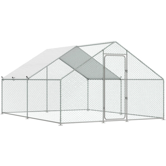 YODOLLA Chicken Coop Run Chicken Playpen 130 Sq.Ft Large Walk-in Metal Chicken Cage with Chain Link Fence