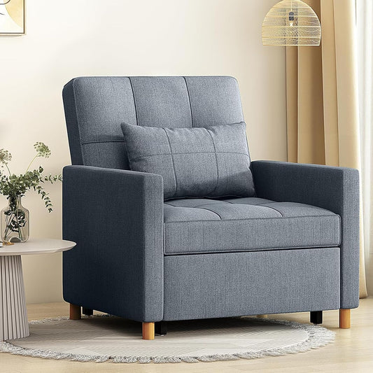 YODOLLA 31.5" Accent Chair with Pull Out Sleeper Sofa Bed, 3-in-1 Convertible Armchair for Living Room, Dark Grey