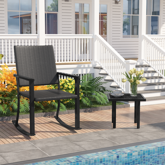 YODOLLA Patio Chair Set, Aluminum Patio Table and Chair with Square Side Table for Garden Backyard
