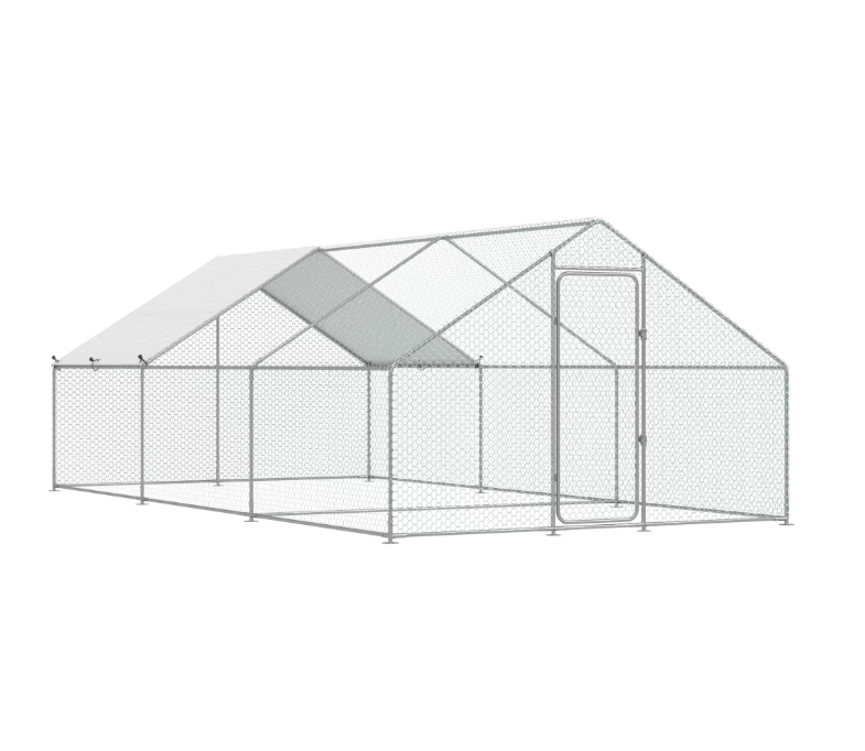 AECOJOY Chicken Coop Run Metal Chicken Playpen for 10 Chickens & Poultry Like Ducks, Rabbits, Dogs 200 Sq.Ft Large Walk-in Metal Chicken Cage Clearance