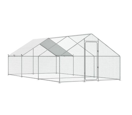AECOJOY Chicken Coop Run Metal Chicken Playpen for 10 Chickens & Poultry Like Ducks, Rabbits, Dogs 200 Sq.Ft Large Walk-in Metal Chicken Cage Clearance