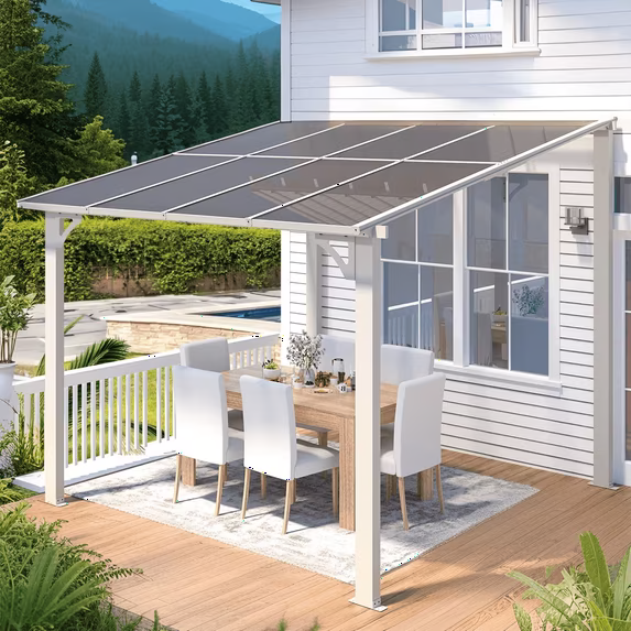 AECOJOY 8' x 10' Hardtop Gazebo Outdoor Aluminum Pergola For Garden, Patio, Backyard-White