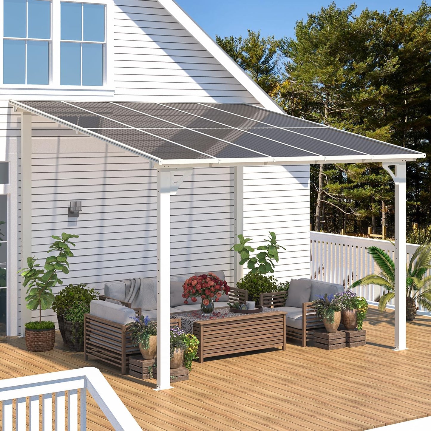 AECOJOY 10' x 10' Hardtop Gazebo Outdoor Aluminum Pergola For Garden, Patio, Backyard-White