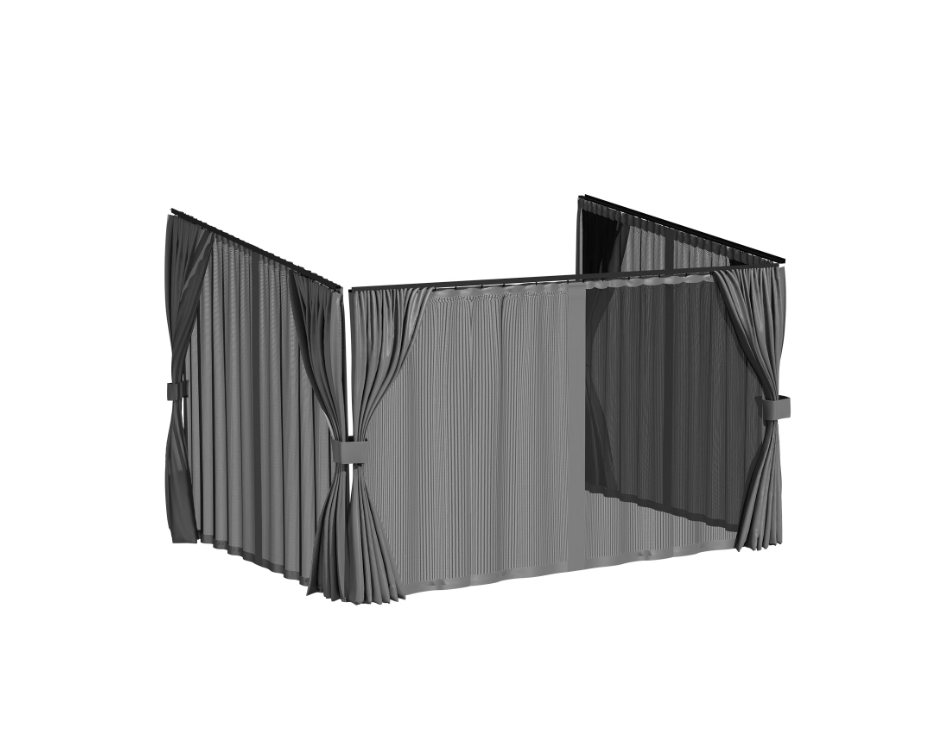 YODOLLA 12x8 Gray Curtain and Mosquito Netting Set for Gazebo