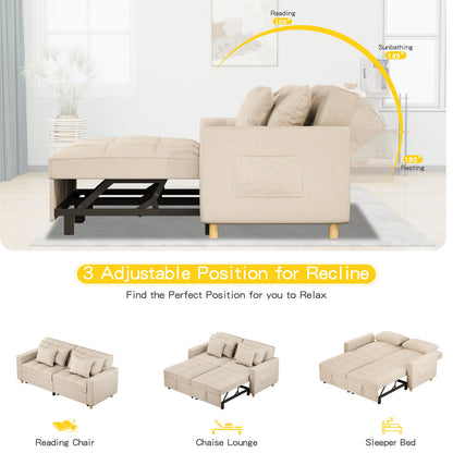 YODOLLA 71" Sleeper Sofa Bed & 3-in-1 Futon Pull Out Couch for Living Room & Bedroom, Convertible Loveseat in Beige