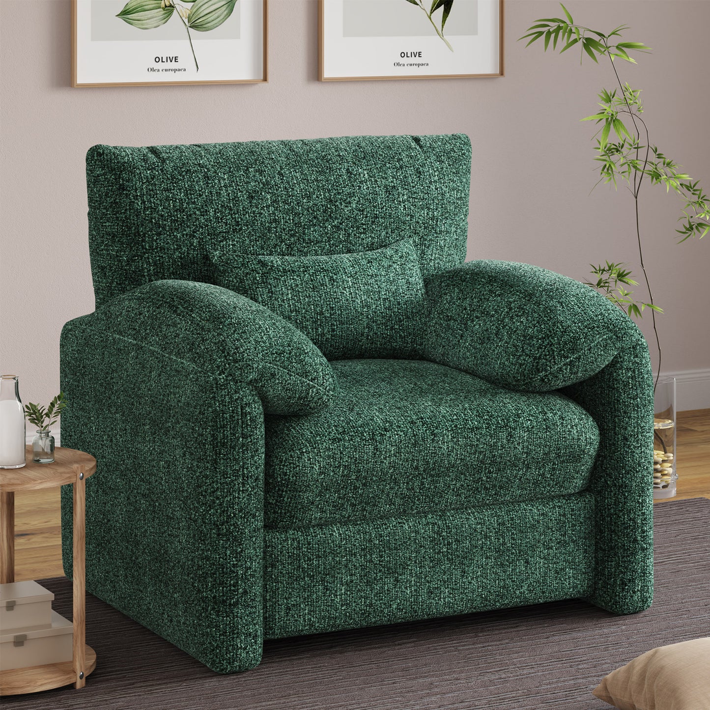 YODOLLA Oversized Accent Chair for Living Room, 36.2'' Chenille Mid Century Reading Chair in Green
