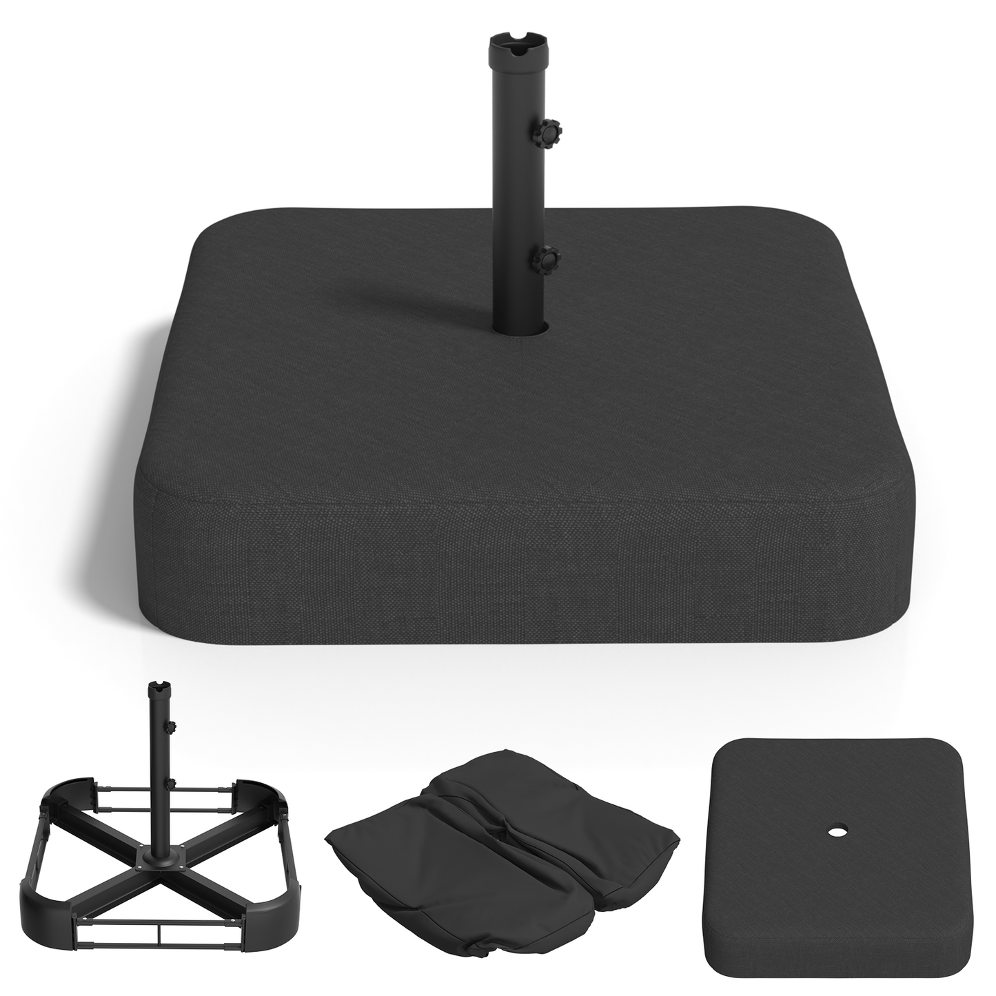 YODOLLA Umbrella Base, 220 lb Heavy-Duty Patio Umbrella Stand with Sandbags, Fits Poles up to 1.9", Black