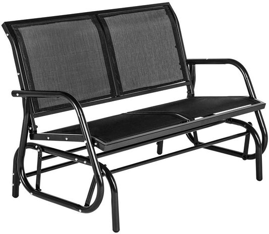 YODOLLA 2-Person Outdoor Glider Bench Rocker Patio Swing Loveseat for Porch - Black