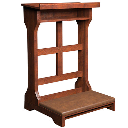 YODOLLA Acacia Wood Prayer Bench Kneeler Prayer Table at Home with Cushion Pad,Church Kneeling Stand Stool Padded Prayer Chair Shelf for Kneeling at Home and Church
