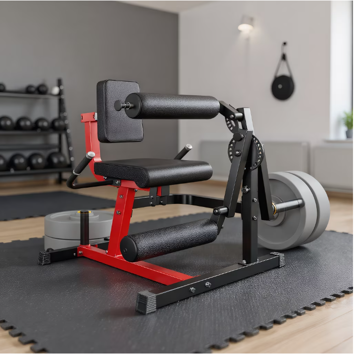 AECOJOY Adjustable Leg Extension & Curl Machine, 8+24 Positions, Plate-Loaded Thigh Workout Equipment for Home Gym, Fits 1''/2'' Weight Plates with Wheels