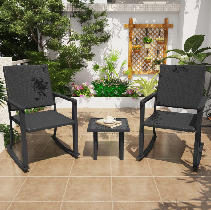 YODOLLA Outdoor Dining Set, Aluminum Patio Table and Chairs with Square Side Table for Garden Backyard (2 Chairs+Side Table)