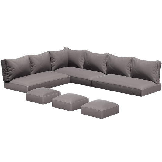 YODOLLA Outdoor Cushions, 4 inch Patio Cushions for Outdoor Furniture, Replacement Cushions Fits 7-Seats Sectional Rattan Conversation Set, Splashproof, Memory Foam Cushions and Covers (Dark Grey)