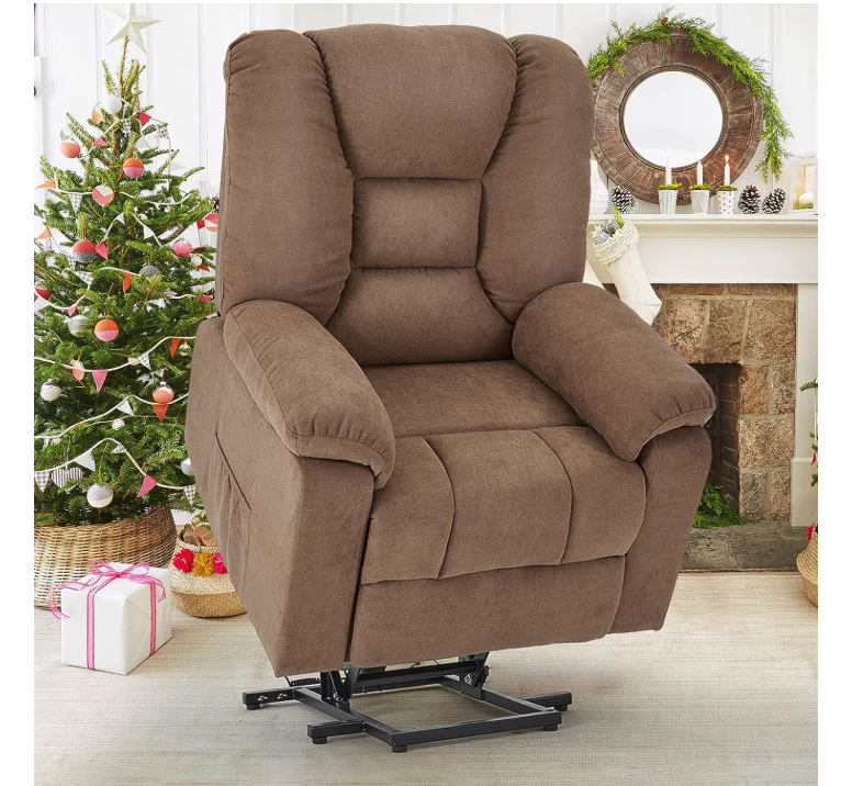 Danrelax Power Lift Chair, Heated Vibration Massage & USB charging port, Fabric Clay
