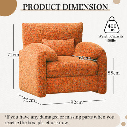 YODOLLA Oversized Accent Chair for Living Room, 36.2'' Chenille Mid Century Reading Chair in Orange