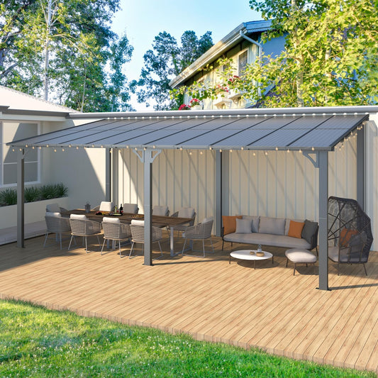 AECOJOY 10' x 20' Hardtop Gazebo Outdoor Aluminum Pergola For Garden, Patio, Backyard-Black