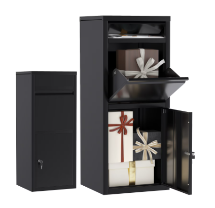 AECOJOY Package Delivery Boxes for Outside Parcel Drop Box Outdoor Storage Box Wall Mounted Express Mail Package Delivery Box Black
