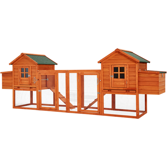 YODOLLA 123” Large Wooden Chicken Coop For 6 8 chickens Chicken Coop Clearance with Nesting Boxes, Brown