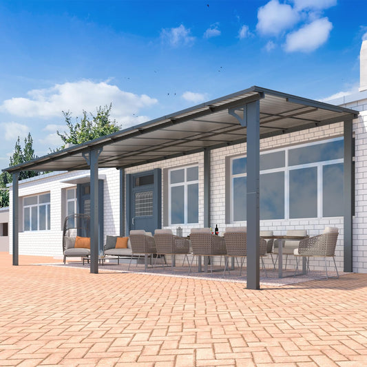 YODOLLA 10' x 20' Hardtop Gazebo Outdoor Aluminum Pergola For Garden, Patio, Backyard-Dark Grey