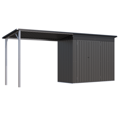 YODOLLA Outdoor Open-Sided Storage Shed, 6x4 Sheds & Outdoor Storage with 56 Sq. Ft Covered, 2-in-1 Tool Shed with Attached Hardtop Metal Pergola Gazebo
