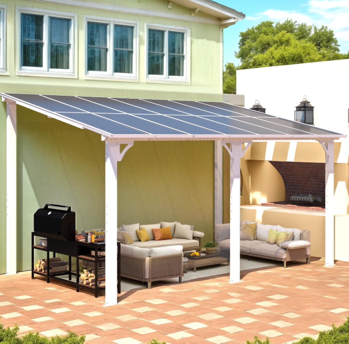 YODOLLA 8' x 14' Hardtop Gazebo Outdoor Aluminum Pergola For Garden, Patio, Backyard-White