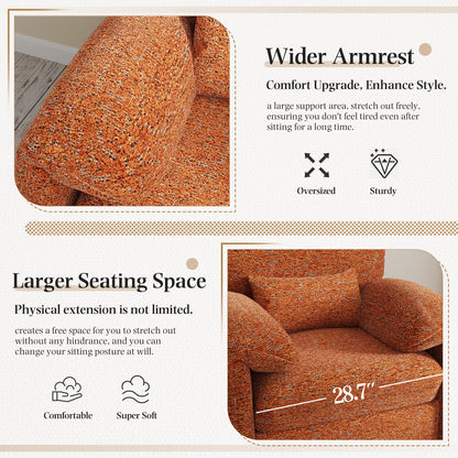 YODOLLA Oversized Accent Chair for Living Room, 36.2'' Chenille Mid Century Reading Chair in Orange
