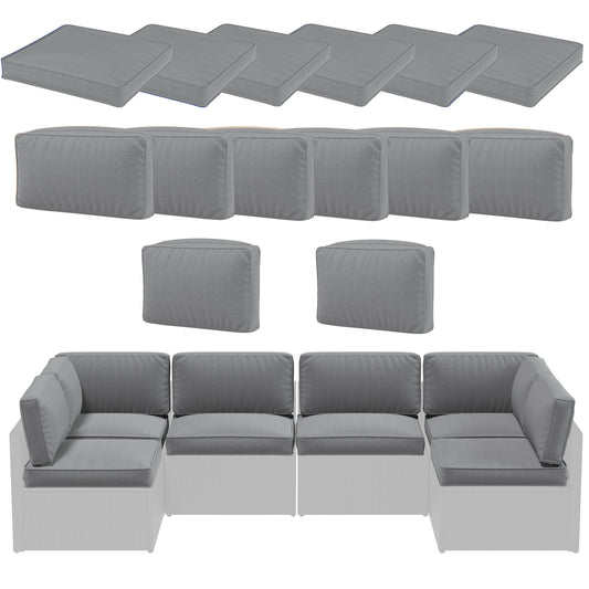 YODOLLA Outdoor Cushion Set with Removable Covers for 7 PCS Patio Sofa - Patio Furniture Seat & Back Cushions, Washable Zipper Slipcovers Included in Gray